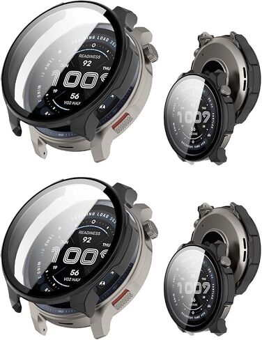 2Pack Case for AmazFit Balance 2 ، Watch Cover Smart Watch ، فيلم زجاجي مضمّن 9 ساعات ، جهاز كمبيوتر صلب ، سهلة التثبيت ، شاشة لتوازن AmazFit 2 (أسود+أسود) in Saudi Arabia