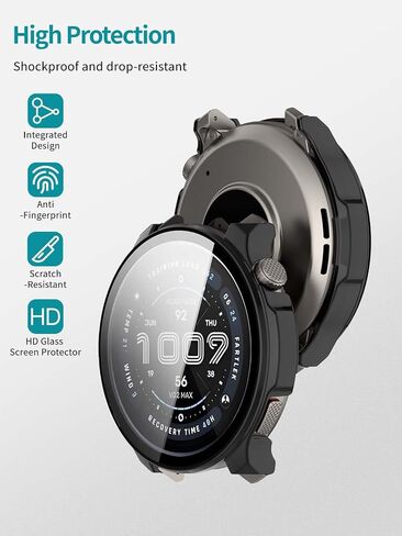 2Pack Case for AmazFit Balance 2 ، Watch Cover Smart Watch ، فيلم زجاجي مضمّن 9 ساعات ، جهاز كمبيوتر صلب ، سهلة التثبيت ، شاشة لتوازن AmazFit 2 (أسود+أسود) in Saudi Arabia
