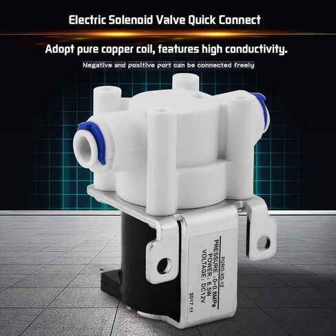 Water Valve, Puro-XD-12 Water Valve Power 6.5w DC 12V Water Electric Solenoid Magnetic Purifier Valve Quick Connect Normally Close for 1/4 inch Tube in Saudi Arabia
