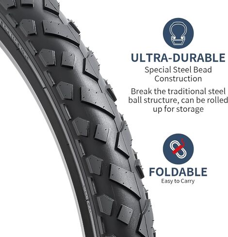 YUNSCM 2-PCS 26" Mountain Bike Tires 26x2.0/50-559 and 26" Heavy Duty Bike Tubes Schrader Valve Compatible with 26 x 2.0 26x2.10 26x2.125 Bicycle Tires and Tubes (P-1062) in Kuwait