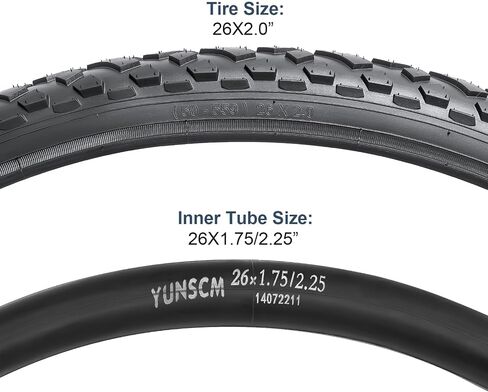 YUNSCM 2-PCS 26" Mountain Bike Tires 26x2.0/50-559 and 26" Heavy Duty Bike Tubes Schrader Valve Compatible with 26 x 2.0 26x2.10 26x2.125 Bicycle Tires and Tubes (P-1062) in Kuwait