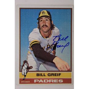 BILL GREIF San Diego Padres Autographed 1976 Topps #184 Signed Card 16F - Baseball Slabbed Autographed Cards in Saudi Arabia