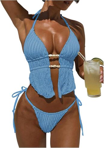 Soly Hux Women Women Halter Tankini Swimsuits Tie Side Side Suit Suit Suities Swimsuit in Saudi Arabia