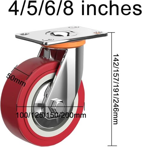 4'' Fixed Heavy Duty Caster, Polyurethane (PU) Industrial Caster, 5'' 6'' No Noise Heavy Duty Caster with Brakes, 8'' Swivel Castors, Push and Pull Smoothly, for Garden in Saudi Arabia