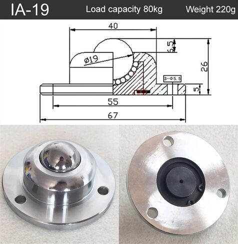Heavy Duty 19 25 38 Precision Universal Ball Bearing Casters Wheel Round 3 Holes Transmission 1pcs(IA-25) in Saudi Arabia