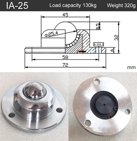 Heavy Duty 19 25 38 Precision Universal Ball Bearing Casters Wheel Round 3 Holes Transmission 1pcs(IA-25) in Saudi Arabia