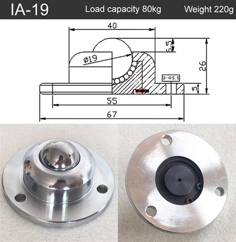 Heavy Duty 19 25 38 Precision Universal Ball Bearing Casters Wheel Round 3 Holes Transmission 1pcs(IA-25) in Saudi Arabia