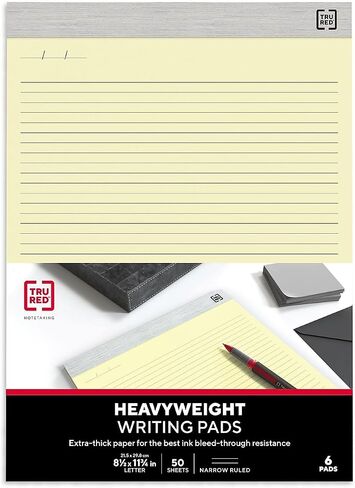 Staples TRU RED™ Notepad, 8.5" x 11.75", Narrow Ruled, White, 50 Sheets/Pad, 6 Pads/Pack (TR57378) in Saudi Arabia