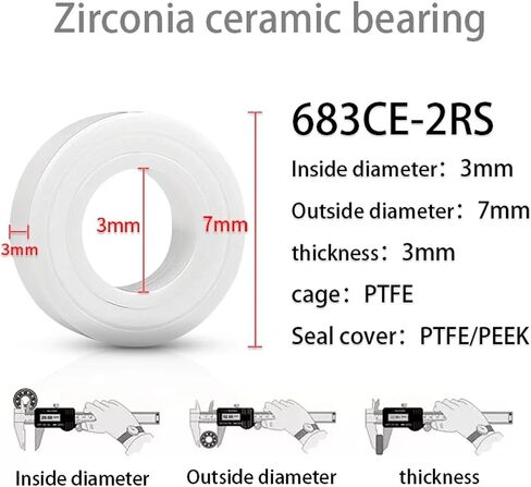 1Pcs Zirconia Ceramic Bearing 683 684 685 686 687 688 2RS(684 2RS 4x9x4mm) in Kuwait
