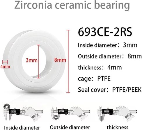 1Pcs Zirconia Ceramic Bearing 683 684 685 686 687 688 2RS(684 2RS 4x9x4mm) in Kuwait