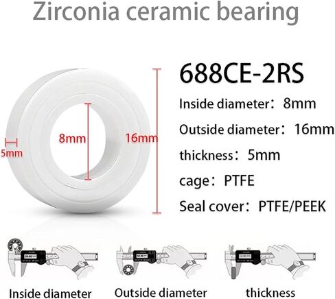1Pcs Zirconia Ceramic Bearing 683 684 685 686 687 688 2RS(684 2RS 4x9x4mm) in Kuwait