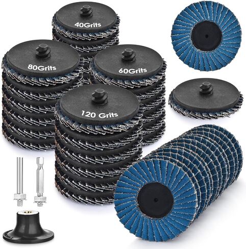 24 PCS 2 Inch Flap Discs for Die Grinder, Roll Lock Flap Wheel for Stock and Rust Removal with 1/4 inch Holder, Sander Disc 40 60 80 120 Grit in Saudi Arabia