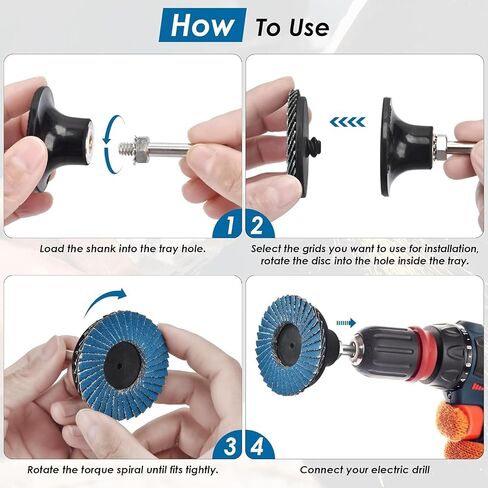24 PCS 2 Inch Flap Discs for Die Grinder, Roll Lock Flap Wheel for Stock and Rust Removal with 1/4 inch Holder, Sander Disc 40 60 80 120 Grit in Saudi Arabia