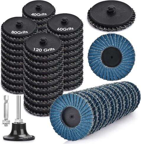 24 PCS 2 Inch Flap Discs for Die Grinder, Roll Lock Flap Wheel for Stock and Rust Removal with 1/4 inch Holder, Sander Disc 40 60 80 120 Grit in Saudi Arabia