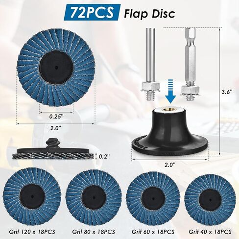 24 PCS 2 Inch Flap Discs for Die Grinder, Roll Lock Flap Wheel for Stock and Rust Removal with 1/4 inch Holder, Sander Disc 40 60 80 120 Grit in Saudi Arabia