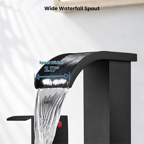 gotonovo Waterfall 8 inch Widespread Bathroom Faucet Set Bathroom Sink Faucet 3 Hole 2 Handle Vanity Lavatory Deck Mount with Pop Up Drain and Water Supply Lines Square Body Matte Black in Kuwait