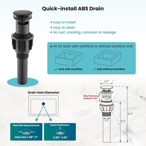 gotonovo Waterfall 8 inch Widespread Bathroom Faucet Set Bathroom Sink Faucet 3 Hole 2 Handle Vanity Lavatory Deck Mount with Pop Up Drain and Water Supply Lines Square Body Matte Black in Kuwait