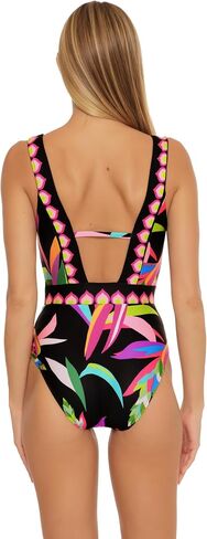 Trina Turk Women's Standard Birds of Paradise Plunge One Piece Swimsuit, Floral Print, Bathing Suits in Saudi Arabia