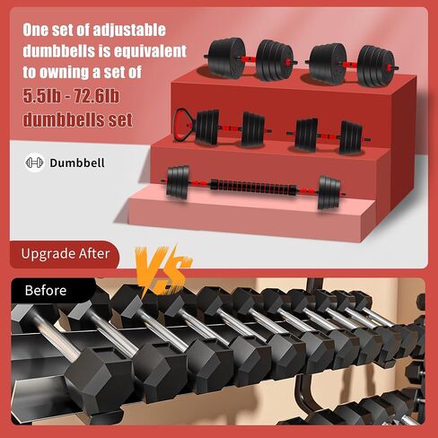 90 LB/75 LB/45 LB/25 LB Adjustable Dumbbells 4-in-1 Dumbbells Set Free Weight Set with Connector – Convert to Barbell, Kettlebell & Push-Up Stands | Interchangeable Weight Plates, Non-Slip Grips for Home Gym in Saudi Arabia