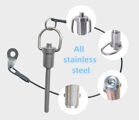 Generic Stainless Steel Ring Quick-Release pin, Grip Button Locking pin, Ball Locking pin with Safety Rope (Dia:1/4, L:1-1/2in), sliver in Saudi Arabia