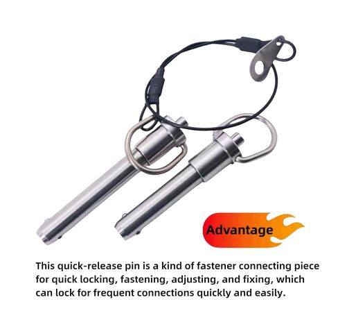 Generic Stainless Steel Ring Quick-Release pin, Grip Button Locking pin, Ball Locking pin with Safety Rope (Dia:1/4, L:1-1/2in), sliver in Saudi Arabia