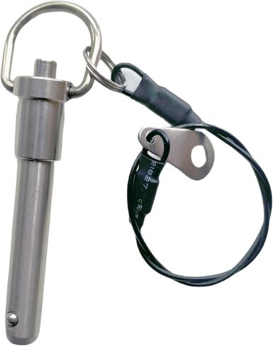 Generic Stainless Steel Ring Quick-Release pin, Grip Button Locking pin, Ball Locking pin with Safety Rope (Dia:1/4, L:1-1/2in), sliver in Saudi Arabia