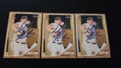 Drake Britton 2011 Topps Heritage #68 Sox Signed Authentic Autograph JA15 - MLB Autographed Baseball Cards in Saudi Arabia