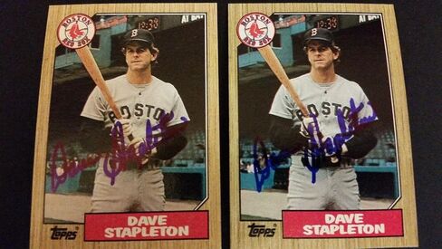 Dave Stapleton Sox 1987 Topps #507 1986 Mets توقيع توقيع أصلي JA15 - بطاقات البيسبول الموقعة in Saudi Arabia