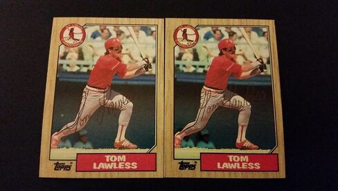 Tom Lawless Cardinals 1987 Topps #647 s Signed Pen Authentic Autograph JA15 - Autographed Baseball Cards in Saudi Arabia
