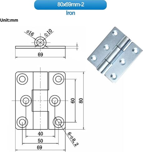 Iron and Stainless Steel Heavy-Duty Thickened High Load-Bearing Hinge 1Pcs(80x69mm-2) in Saudi Arabia