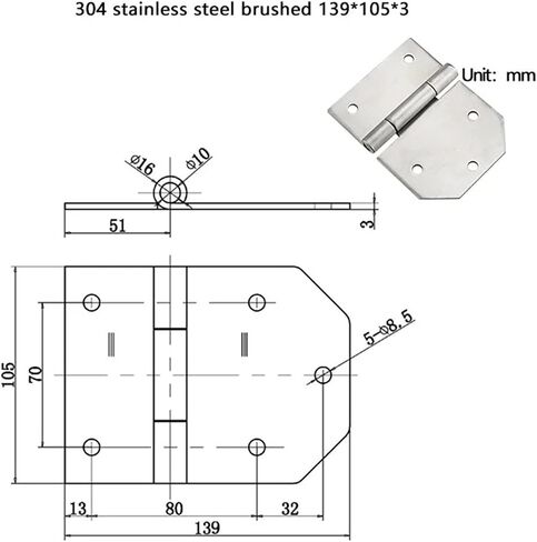 Asymmetric Hinge Heavy-Duty Large 304 Stainless 1Pcs(Large) in Saudi Arabia