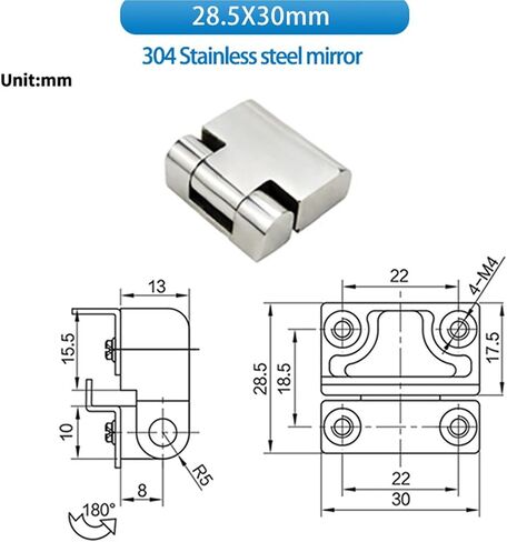 مفصلية سبيكة الزنك دون تخميد hinge1pcs (22x30-shromeplated) in Kuwait