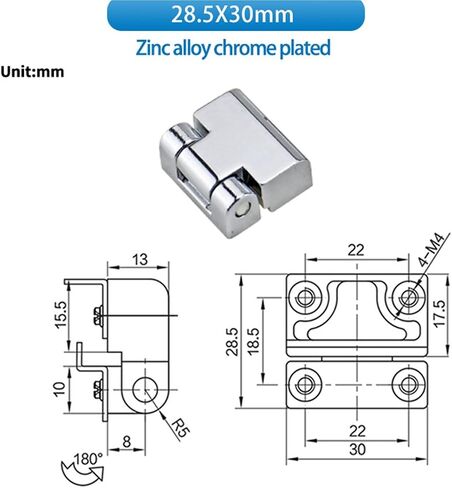 مفصلية سبيكة الزنك دون تخميد hinge1pcs (22x30-shromeplated) in Kuwait