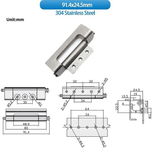 Foldable Thick Hinge 304 Stainless Steel 1Pcs in Saudi Arabia