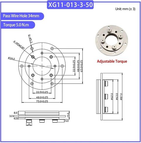 Hole Stainless Steel Adjustable Damping Rotating Hinge 1Pcs(XG11-013-4-50) in Saudi Arabia