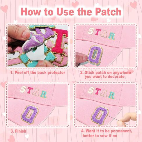 77 Pcs Self Adhesive Chenille Patches for DIY Clothing, Rainbow Heart Flower Embroidered Patch Glitter Chenille Patches Sticker for Fabric Jacket Backpack Repair Decor in Saudi Arabia