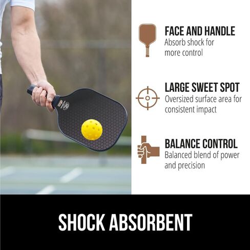 Gorilla Gear USAPA Approved Pickleball Starter Set, Fiberglass Paddles with Bag and Balls, Indoor Outdoor Court Use, Comfortable Racket Grip, Oversized Sweet Spot Pickle Ball Paddle for Men, Women in Saudi Arabia