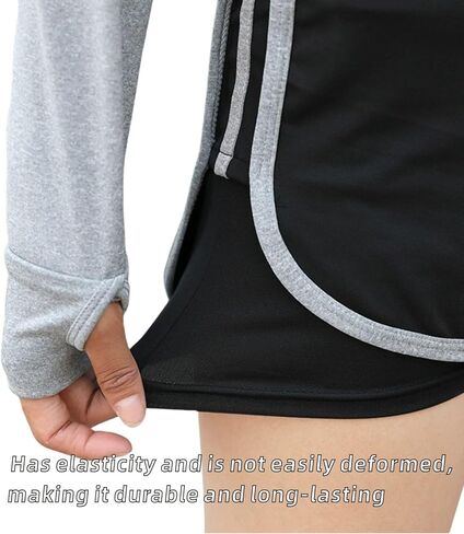 ​​Women's 2 in 1 Running Shorts with Liner - High Waist Black Workout Athletic Shorts for Women in Kuwait