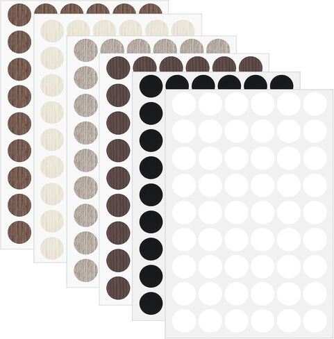 324 PCS Self-Adhesive Screw Holes Covers Stickers, Screw Covers Wood Stickers 21 mm Waterproof Dustproof Self Tapping PVC Plastic Cap Cover Sticker for Wood Furniture Cabinets Wall Desk, 6 Colors in Saudi Arabia