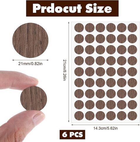 324 PCS Self-Adhesive Screw Holes Covers Stickers, Screw Covers Wood Stickers 21 mm Waterproof Dustproof Self Tapping PVC Plastic Cap Cover Sticker for Wood Furniture Cabinets Wall Desk, 6 Colors in Saudi Arabia