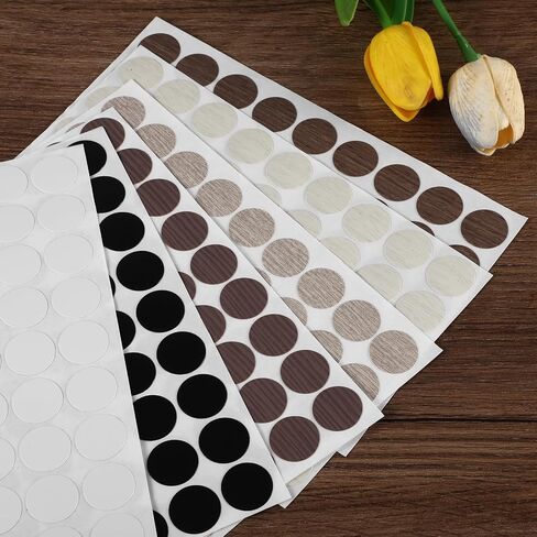324 PCS Self-Adhesive Screw Holes Covers Stickers, Screw Covers Wood Stickers 21 mm Waterproof Dustproof Self Tapping PVC Plastic Cap Cover Sticker for Wood Furniture Cabinets Wall Desk, 6 Colors in Saudi Arabia