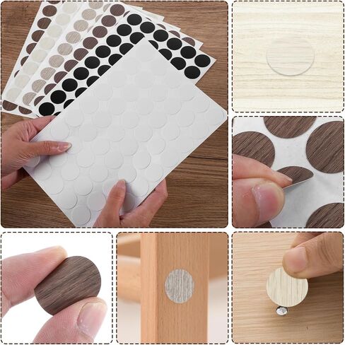 324 PCS Self-Adhesive Screw Holes Covers Stickers, Screw Covers Wood Stickers 21 mm Waterproof Dustproof Self Tapping PVC Plastic Cap Cover Sticker for Wood Furniture Cabinets Wall Desk, 6 Colors in Saudi Arabia
