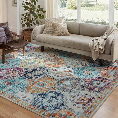 Runner Rug 2x6 Non Slip Machine Washable Boho Hallway Runner Rug, Low Pile Bohemian Rugs for Entryway, Corridor and Kitchen Beige & Ivory Color in Saudi Arabia