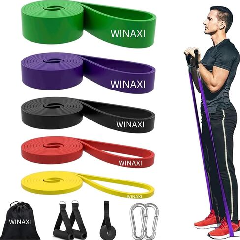 Resistance Bands Set - 5 Adjustable Exercise Bands, Handles, Door Anchor and Carry Bag | Pull Up Assistance Bands, Workout Bands Resistance, Large Rubber Bands Heavy Duty & Bands for Working Out in Saudi Arabia