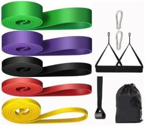 Resistance Bands Set - 5 Adjustable Exercise Bands, Handles, Door Anchor and Carry Bag | Pull Up Assistance Bands, Workout Bands Resistance, Large Rubber Bands Heavy Duty & Bands for Working Out in Saudi Arabia