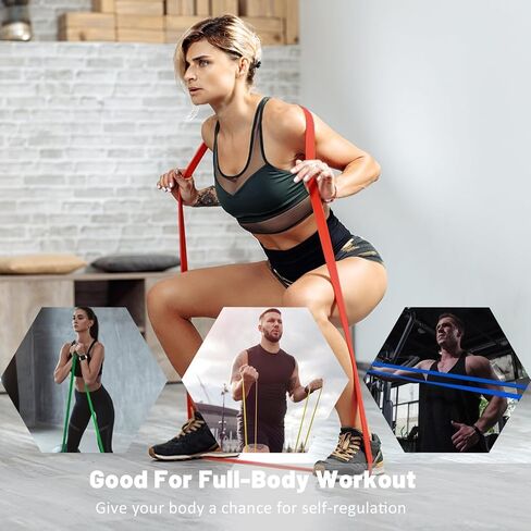 Resistance Bands Set - 5 Adjustable Exercise Bands, Handles, Door Anchor and Carry Bag | Pull Up Assistance Bands, Workout Bands Resistance, Large Rubber Bands Heavy Duty & Bands for Working Out in Saudi Arabia
