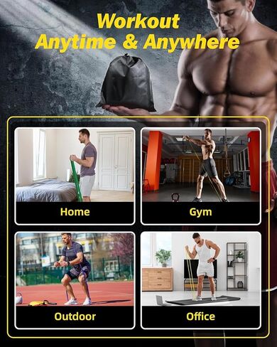 Resistance Bands Set - 5 Adjustable Exercise Bands, Handles, Door Anchor and Carry Bag | Pull Up Assistance Bands, Workout Bands Resistance, Large Rubber Bands Heavy Duty & Bands for Working Out in Saudi Arabia