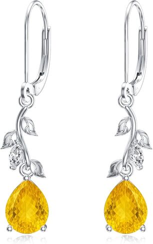 Teardrop Moss Agate Earrings for Women 925 Sterling Silver Leaf Green Moss Agate Dangle Earrings with Halo Cubic Zirconia, Earrings Jewelry for Her in Saudi Arabia