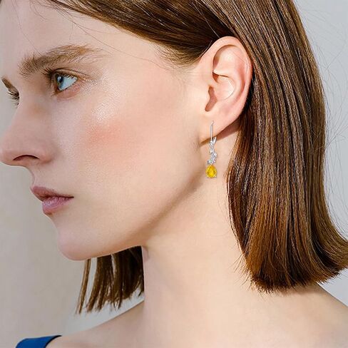 Teardrop Moss Agate Earrings for Women 925 Sterling Silver Leaf Green Moss Agate Dangle Earrings with Halo Cubic Zirconia, Earrings Jewelry for Her in Saudi Arabia