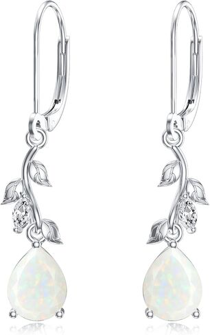 Teardrop Moss Agate Earrings for Women 925 Sterling Silver Leaf Green Moss Agate Dangle Earrings with Halo Cubic Zirconia, Earrings Jewelry for Her in Saudi Arabia